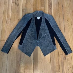 PURE DKNY leather and ponte asymmetrical jacket